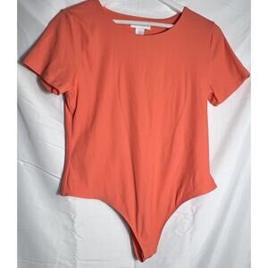 HOUSE OF HARLOW 1960 Peachy Orange Short Sleeve Bodysuit XL